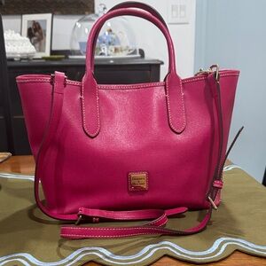 Dooney & Bourke Fuchsia Saffiano Leather Crossbody Tote Bag